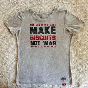 The Loveless Cafe Tee “Make Biscuits Not War Dyed-Vintage Look By Sportige L